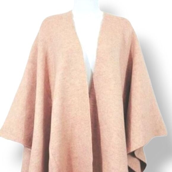 NEW Lulu's Keep Things Cozy Pale Pink/Taupe Knit Poncho Size S/M - Picture 5 of 10